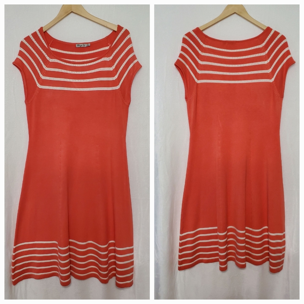 Eliza J Peach Stripped Knit Dress Size 12